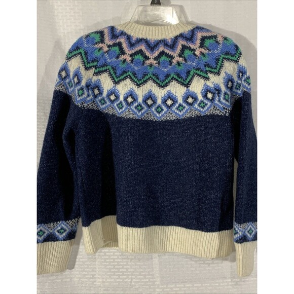Old Navy Fair Isle Ski Sweater Womens XL NWOT Blue Wool Blend - Picture 5 of 7
